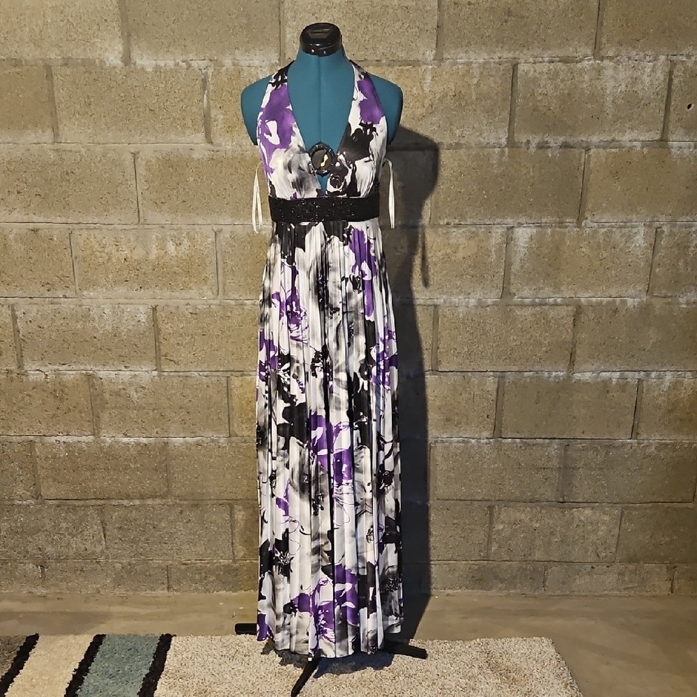 XOXO Purple and Black Floral Maxi Dress